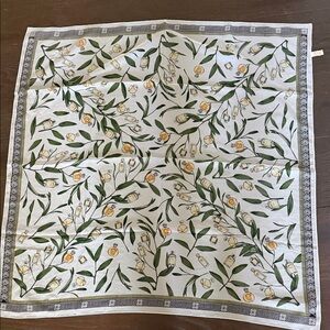 Botanical Lemon & Leaf Printed Silk Scarf